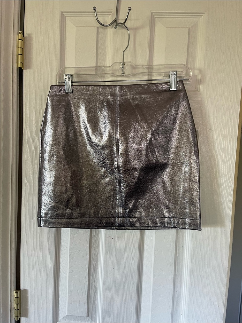Hollister Metallic Silver Faux Leather Mini Skirt